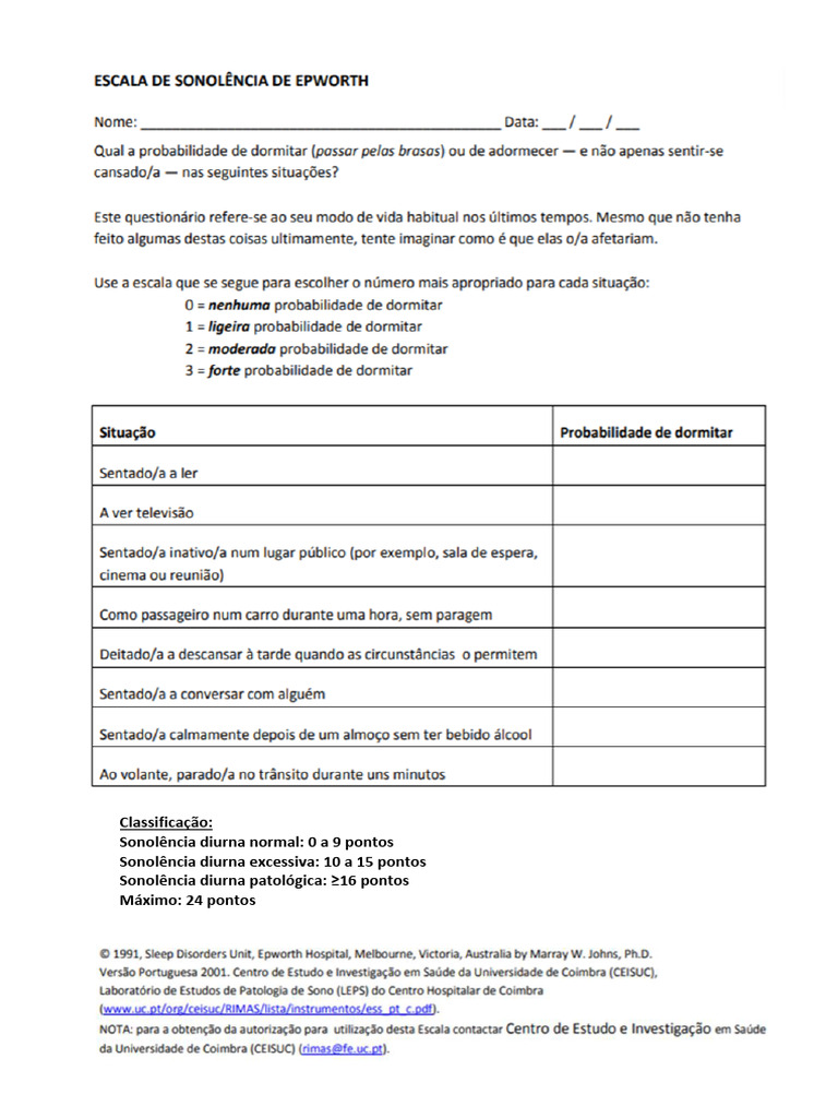 Escala de Epworth PDF