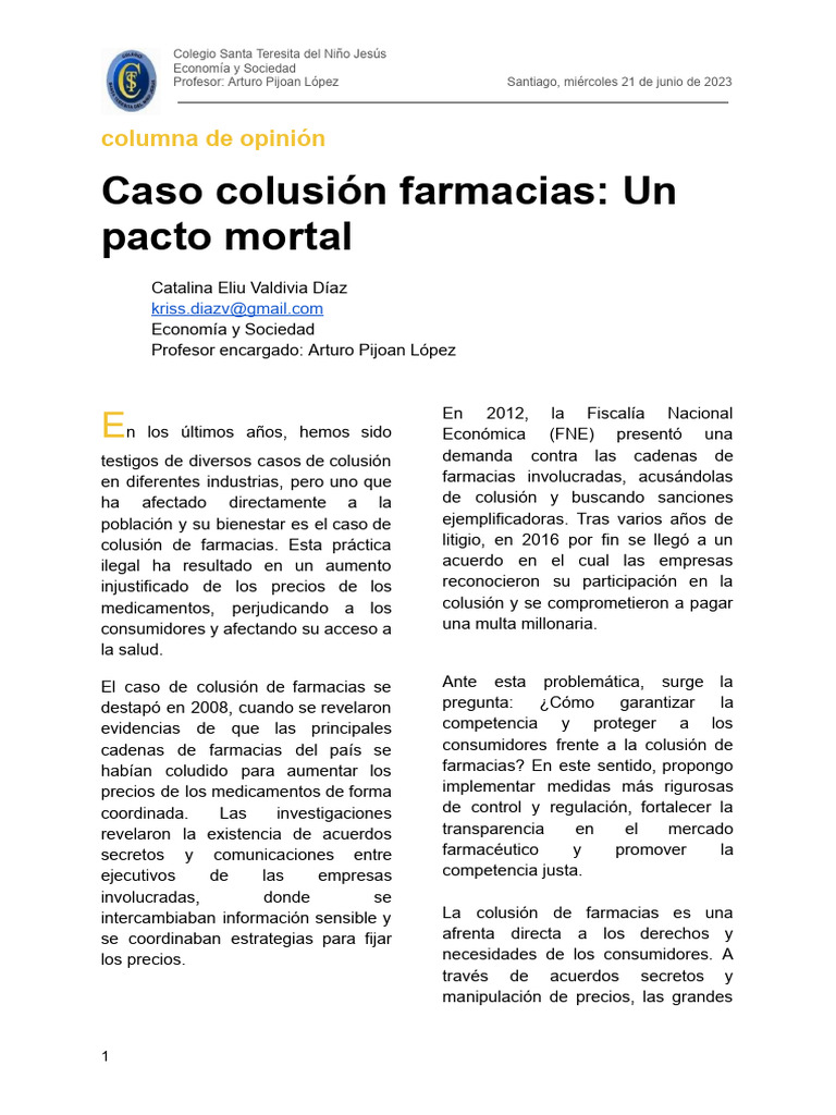 Colusión en farmacias: Impacto y soluciones | PDF