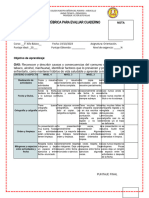 Rúbrica para Evaluar Trabajo en Clases (Cuaderno) Orientación 5to