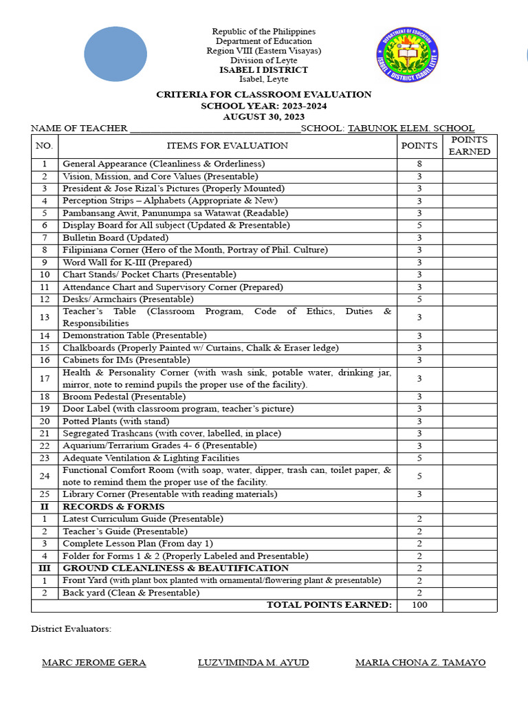 Evaluation Criteria Pdf