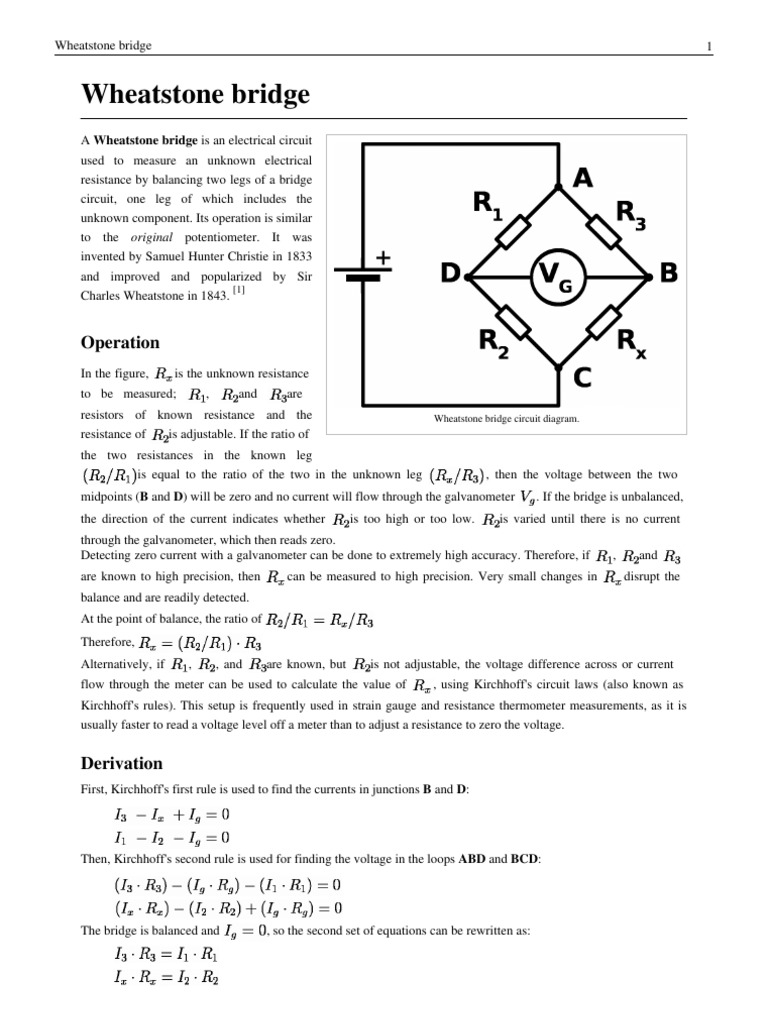 Understanding Wheatstone Bridge Derivation | PDF | Electrical Circuits ...