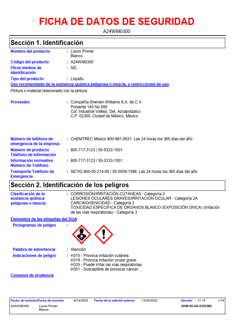 Loxon primer Blanco PDF Residuos Contaminación