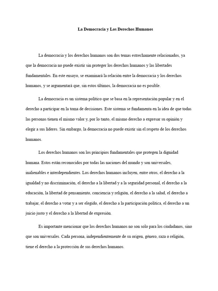 La Democracia y Los Derechos Humanos | PDF | Derechos humanos | Derechos