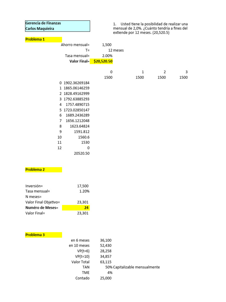 Ejercicios de Finanzas y Ahorro | PDF