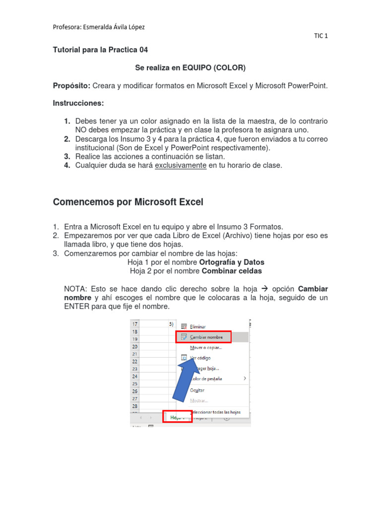 Tutorial para Hacer La Práctica 04 | PDF | Microsoft Excel | Informática