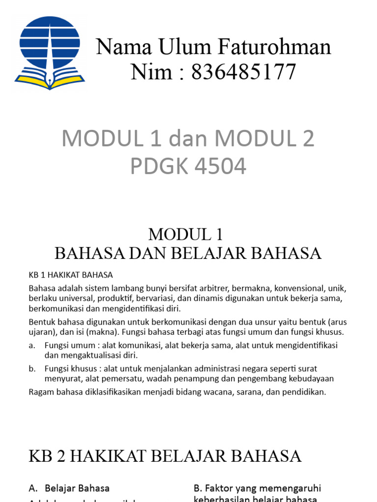 Rangkuman Modul 1 Dan 2 Ulum Faturohman 836485177 Kelas B | PDF