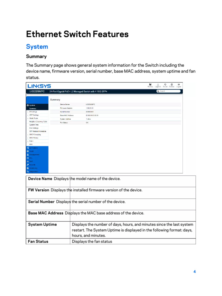 Linksys Switch User Manual Summary | PDF