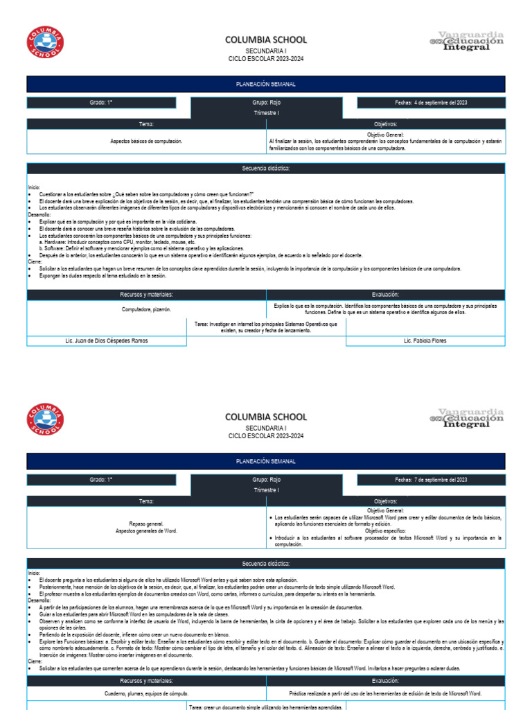 Planeación Secundaria Semana 2 | PDF | Microsoft PowerPoint | Microsoft ...