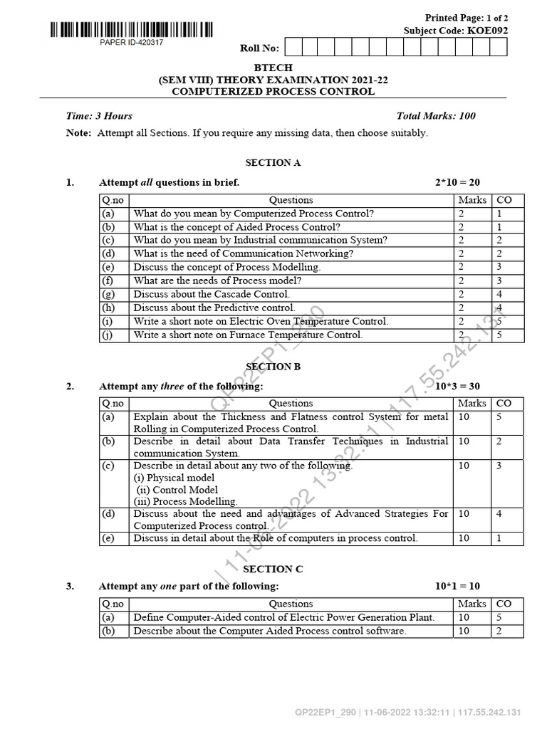 Computerized Process Control Koe092 | PDF | Computer Science | Systems ...