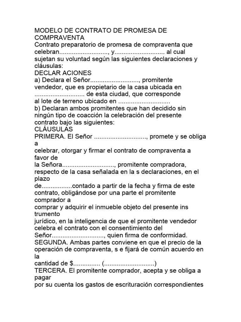 Modelo de Contrato de Promesa de Compraventa | PDF | Ley común | Justicia