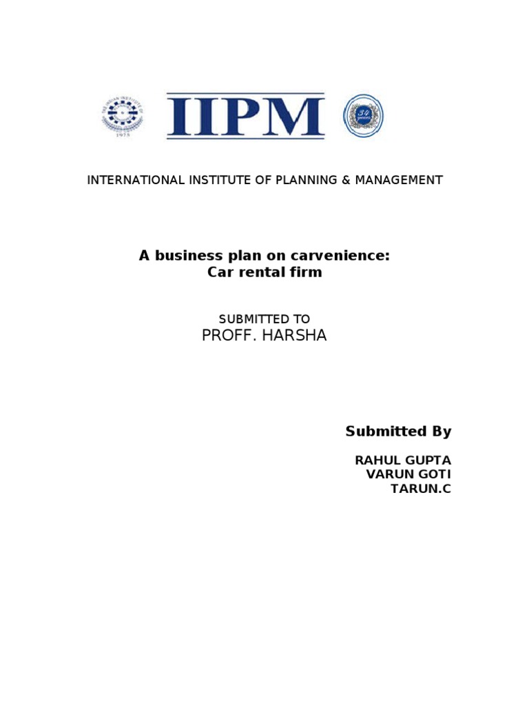 Car Rental Service Business Plan Business Economies