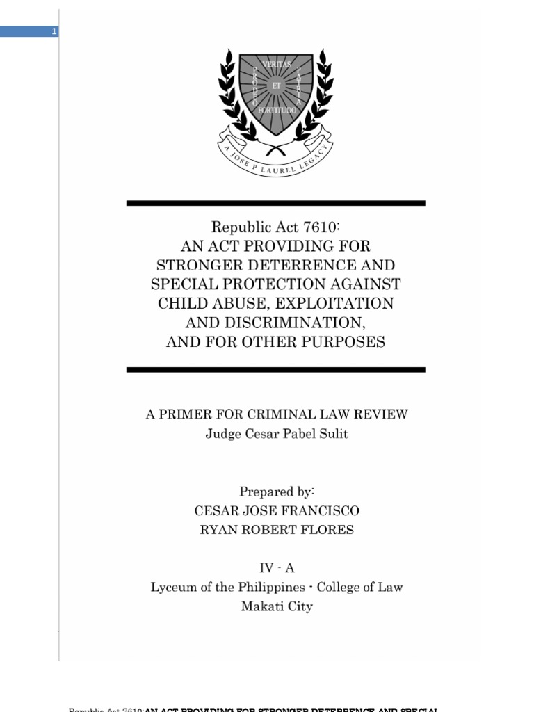 RA 7610: Child Abuse Protection Law | PDF | Child Abuse | Sentence (Law)