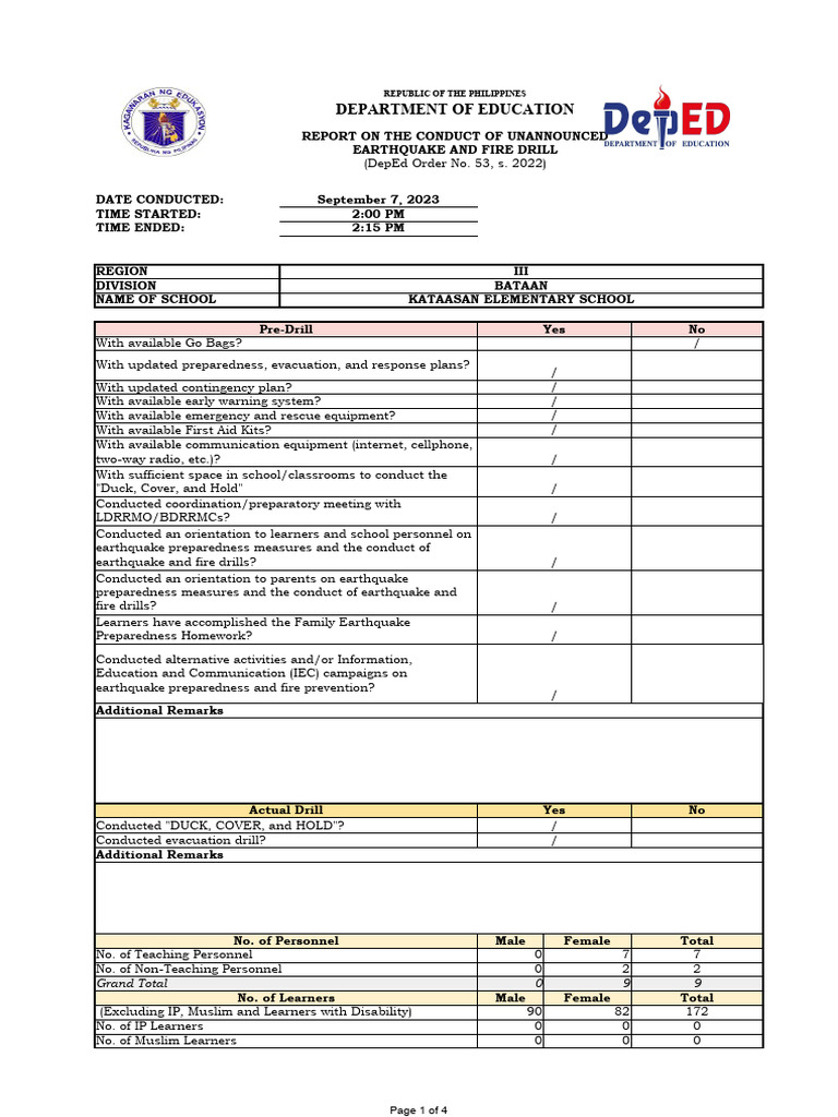 KES 3rd Quarter NSED New Format PDF Emergency Management