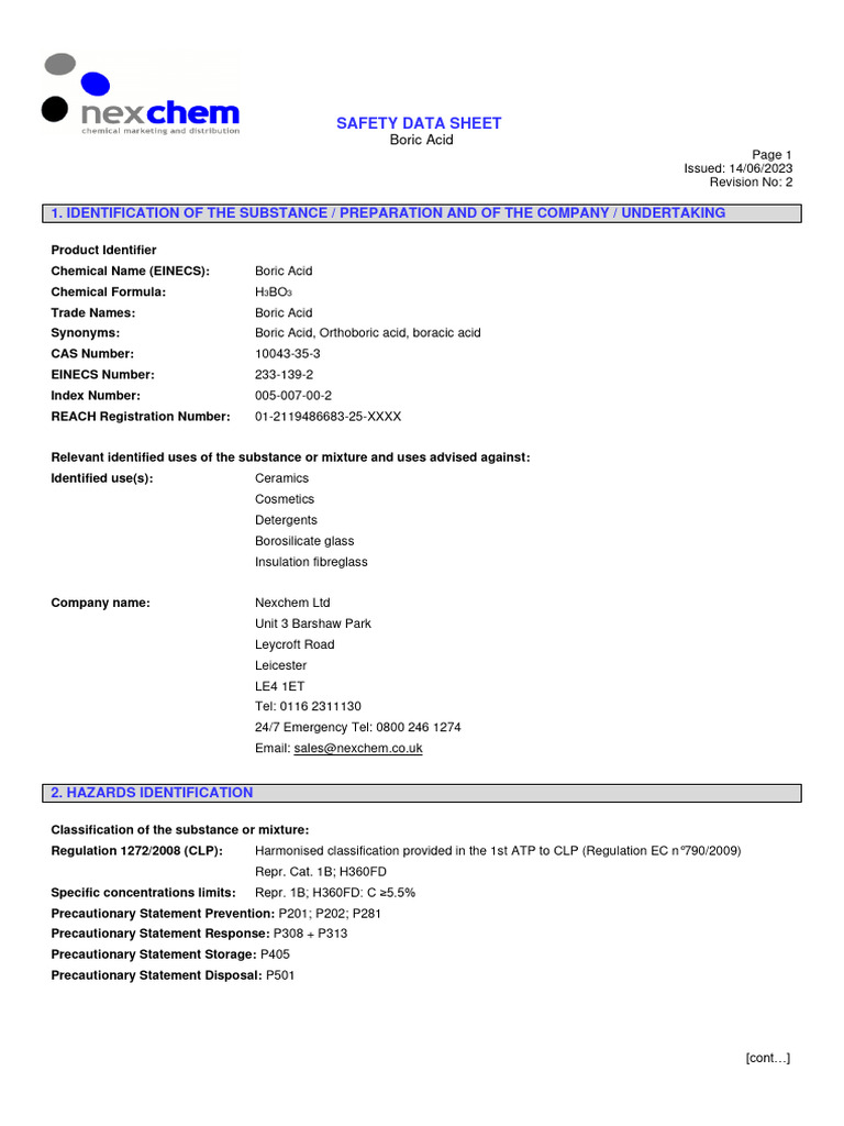 Boric Acid 1 | PDF | Toxicity | Sodium