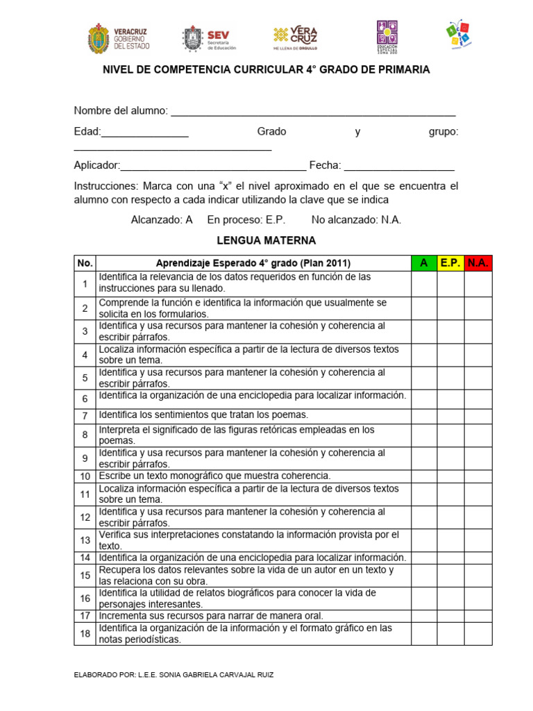 Evaluación de Competencias 4° Grado | PDF | Matemáticas
