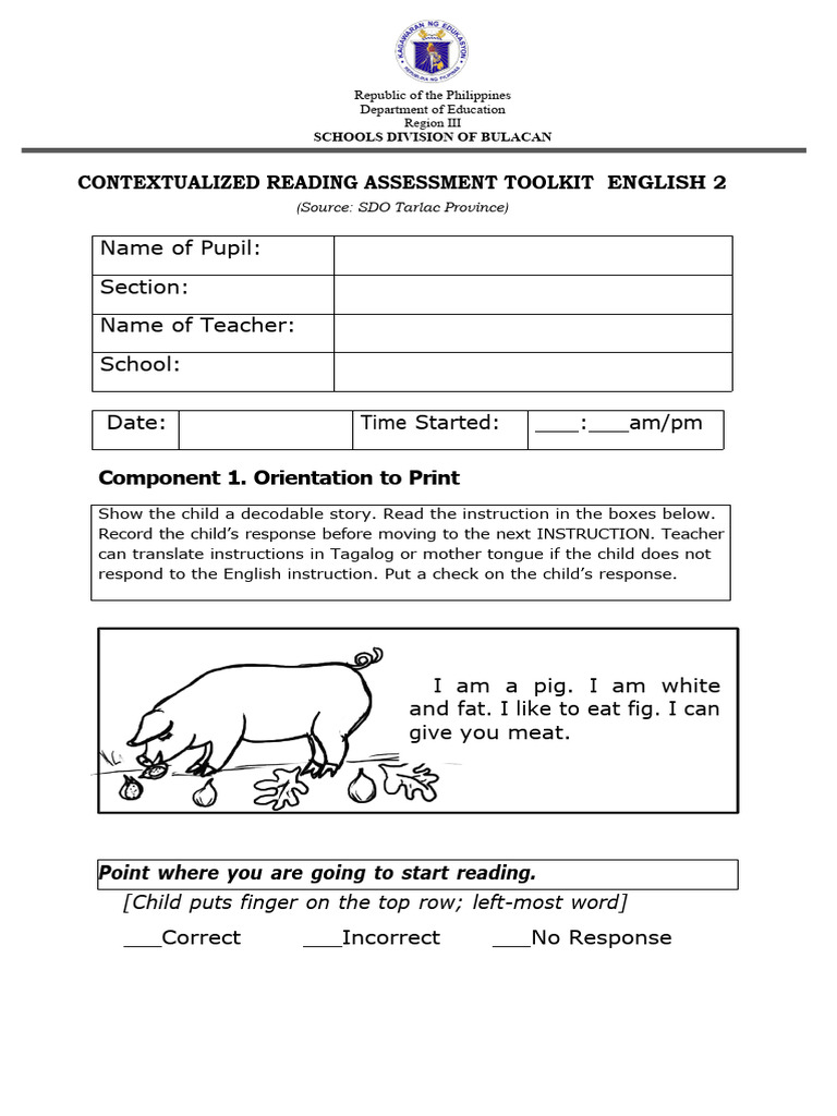Grade 2 Reading Assessment Tool PDF