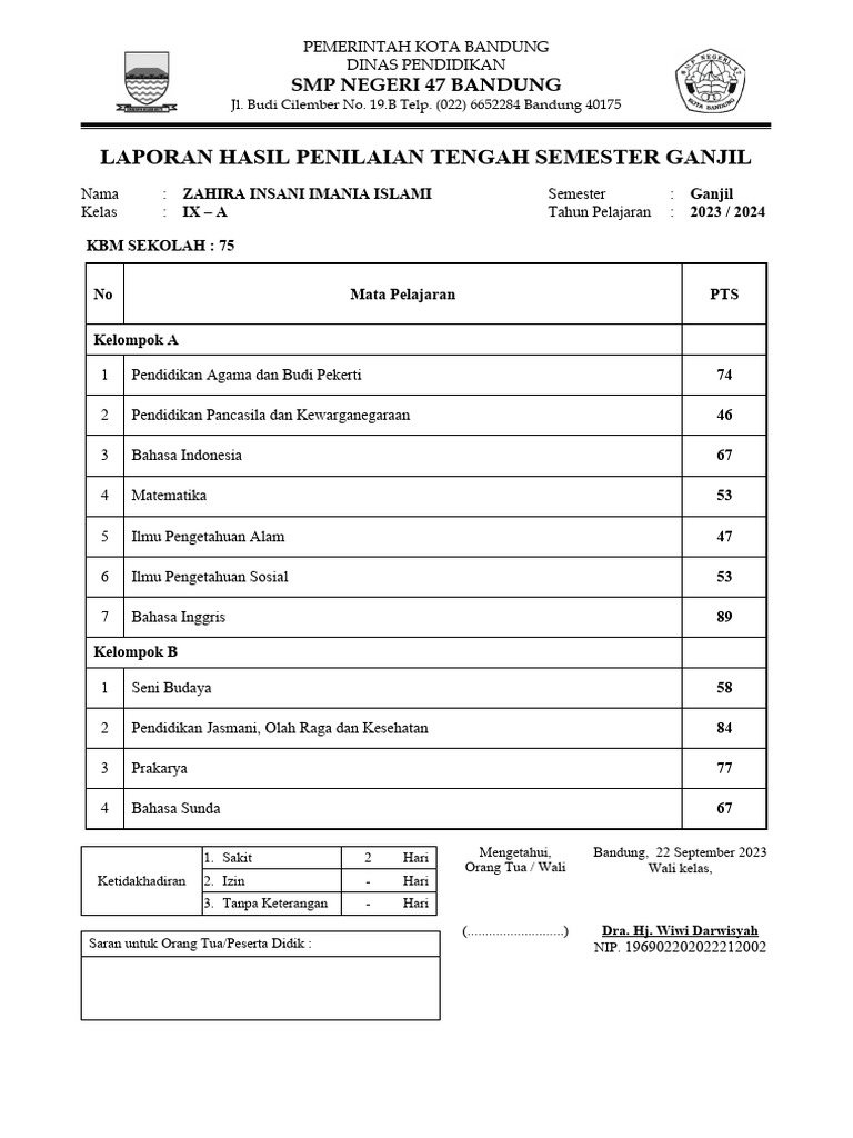 Format Rapor STS 89 | PDF