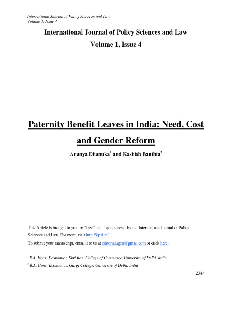Paternity Leave Reform in India | PDF