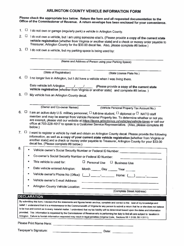 Vehicle Registration Form PDF