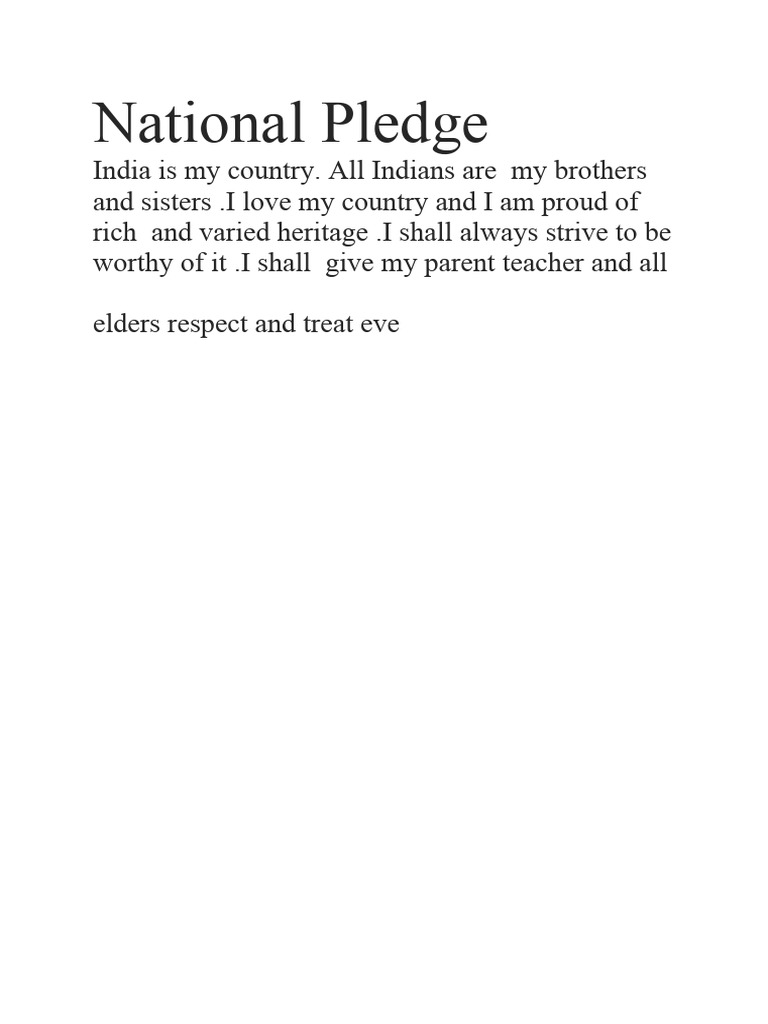 National Pledge of India | PDF