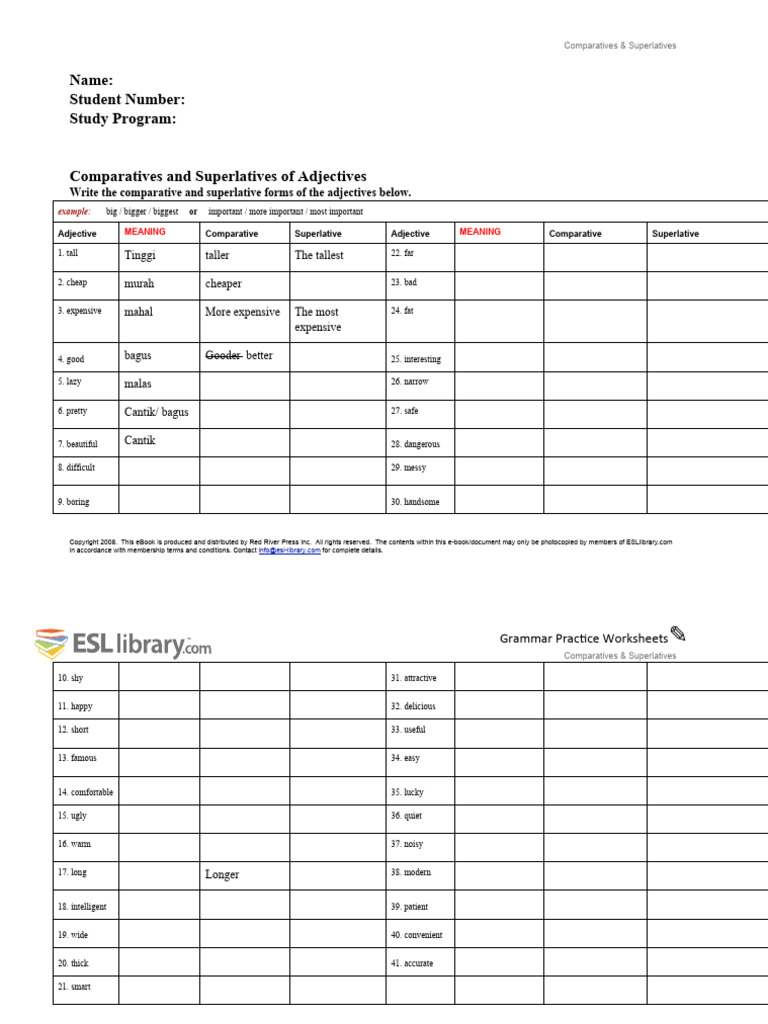 RULES FOR COMPARATIVES AND SUPERLATIVES PDF visual data 7
