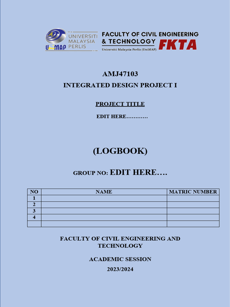 Cover Page Logbook PDF