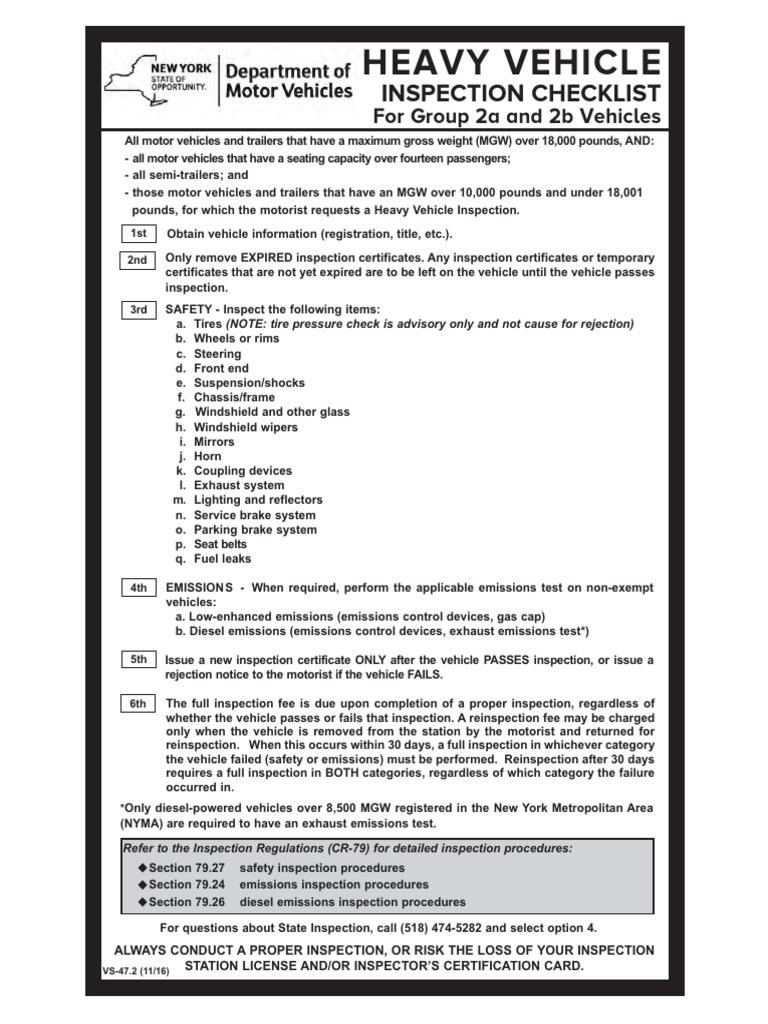 Heavy Vehicle Inspection Checklist in PDF PDF