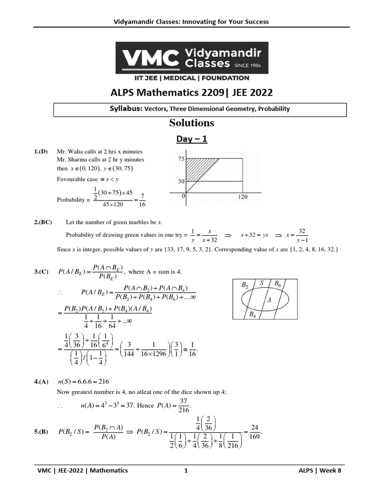 JEE Advanced 2022 Mathematics Solutions | PDF | Line (Geometry) | Equations
