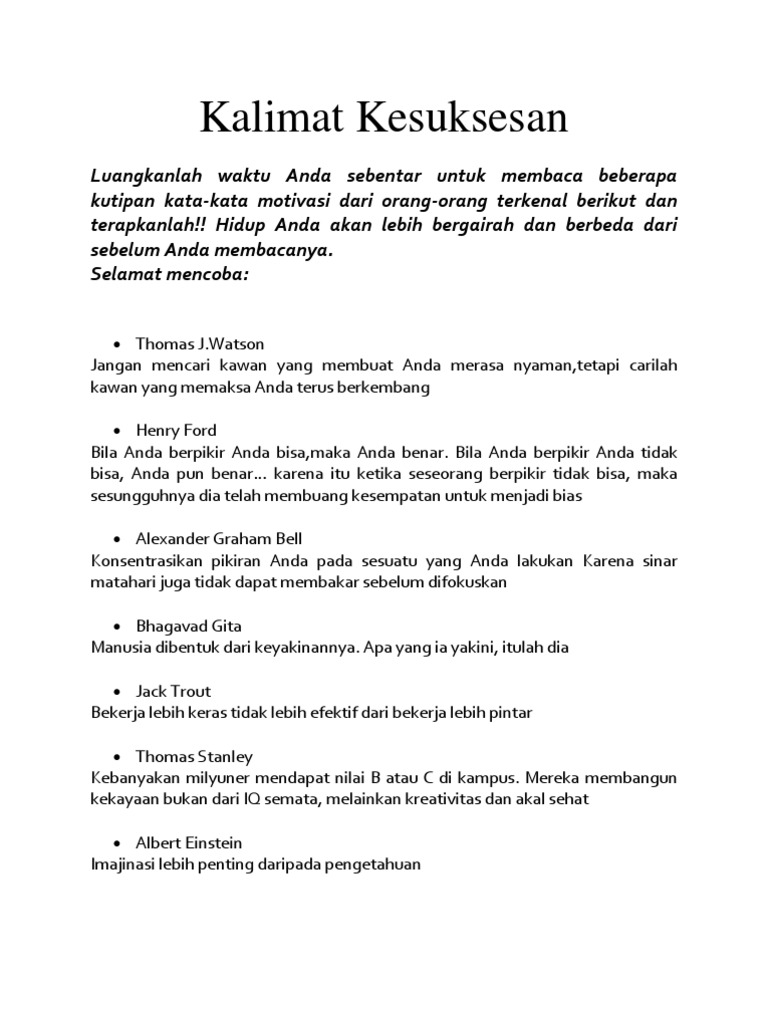 Kalimat Kesuksesan