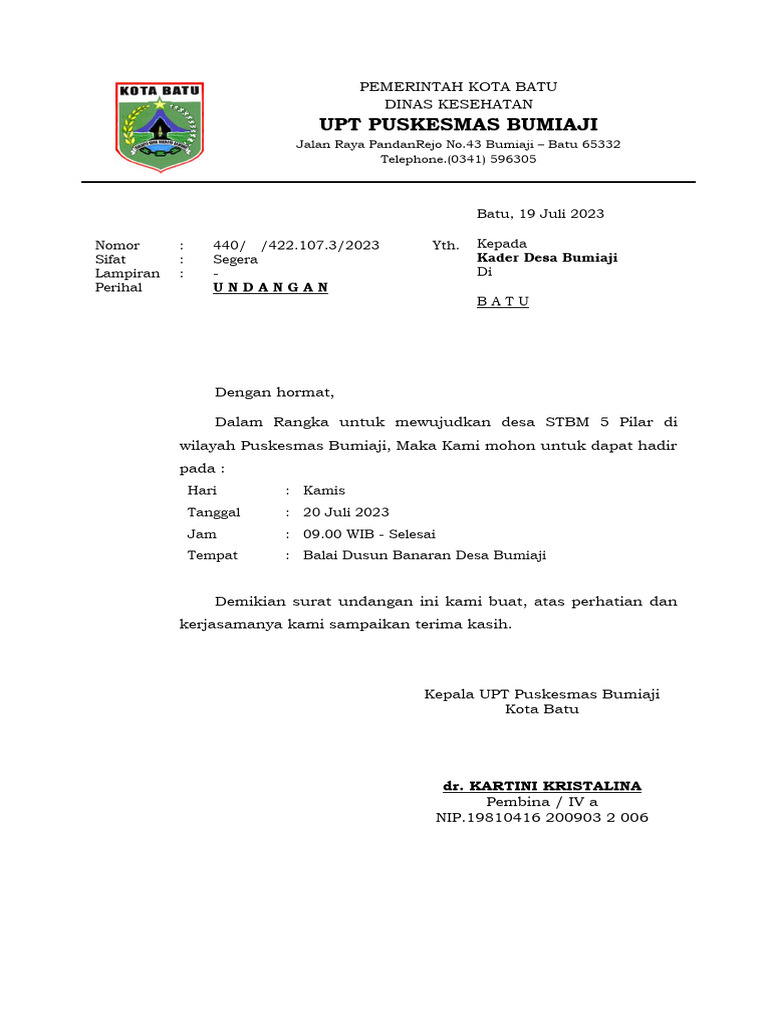contoh undangan pertemuan | PDF