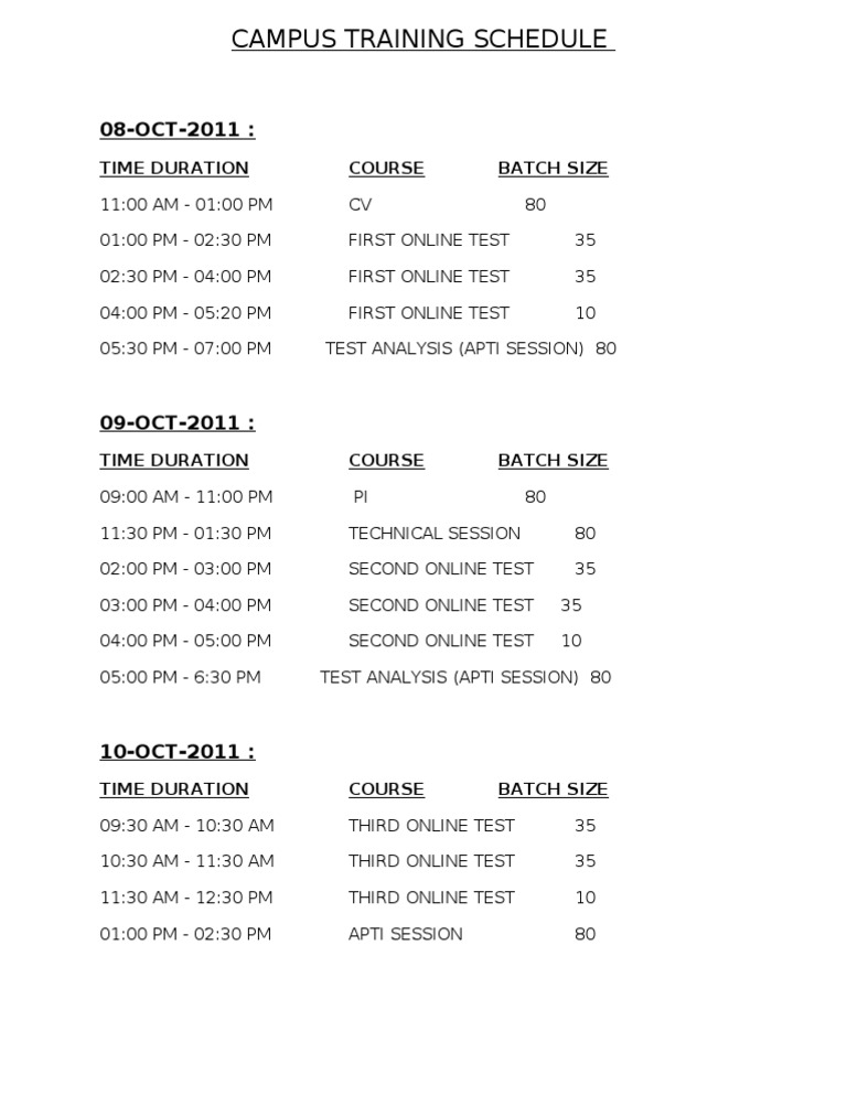 Schedule Ggitm | PDF