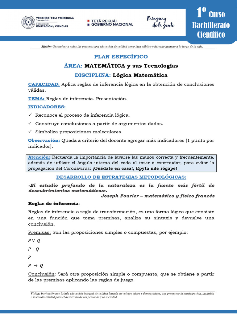 Reglas de Inferencia en Lógica Matemática | PDF | Inferencia | Proposición