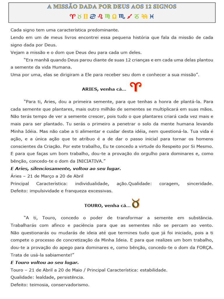 A Missao Dos Doze Signos | PDF