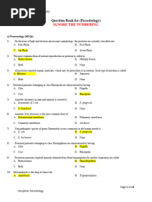  Parasitology MCQ 2