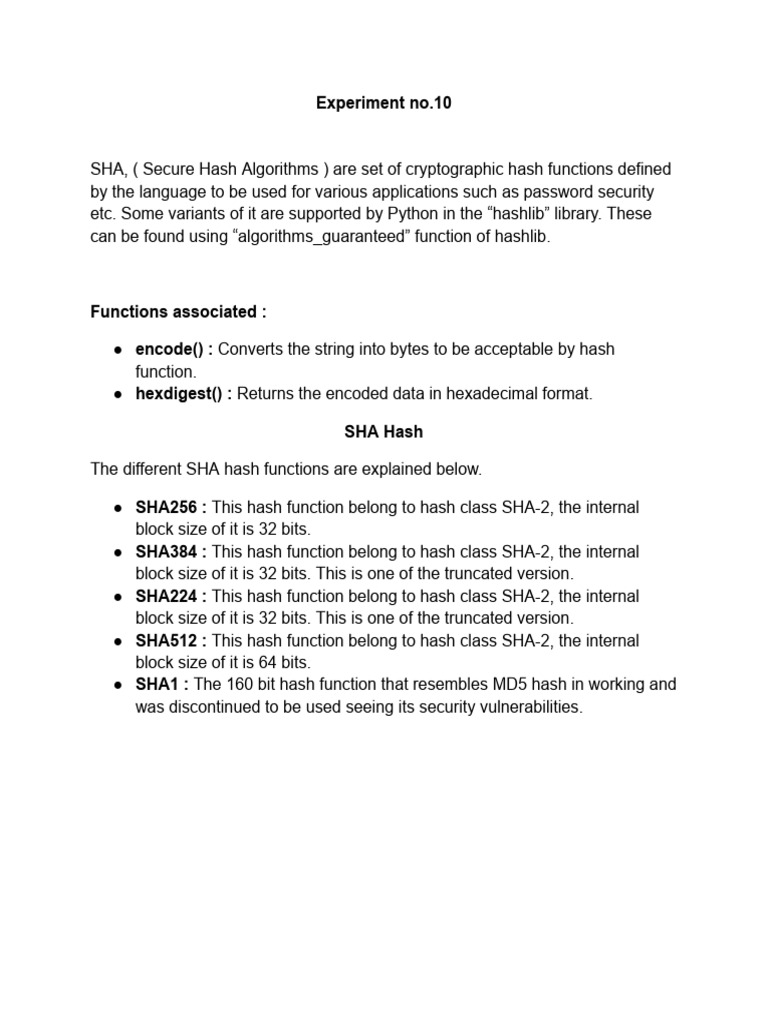 Python SHA Hash Functions Guide | PDF | Teaching Methods & Materials ...