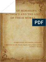 LIST OF MIMAROPA AUTHOR’S AND THE LIST OF THEIR WORKS