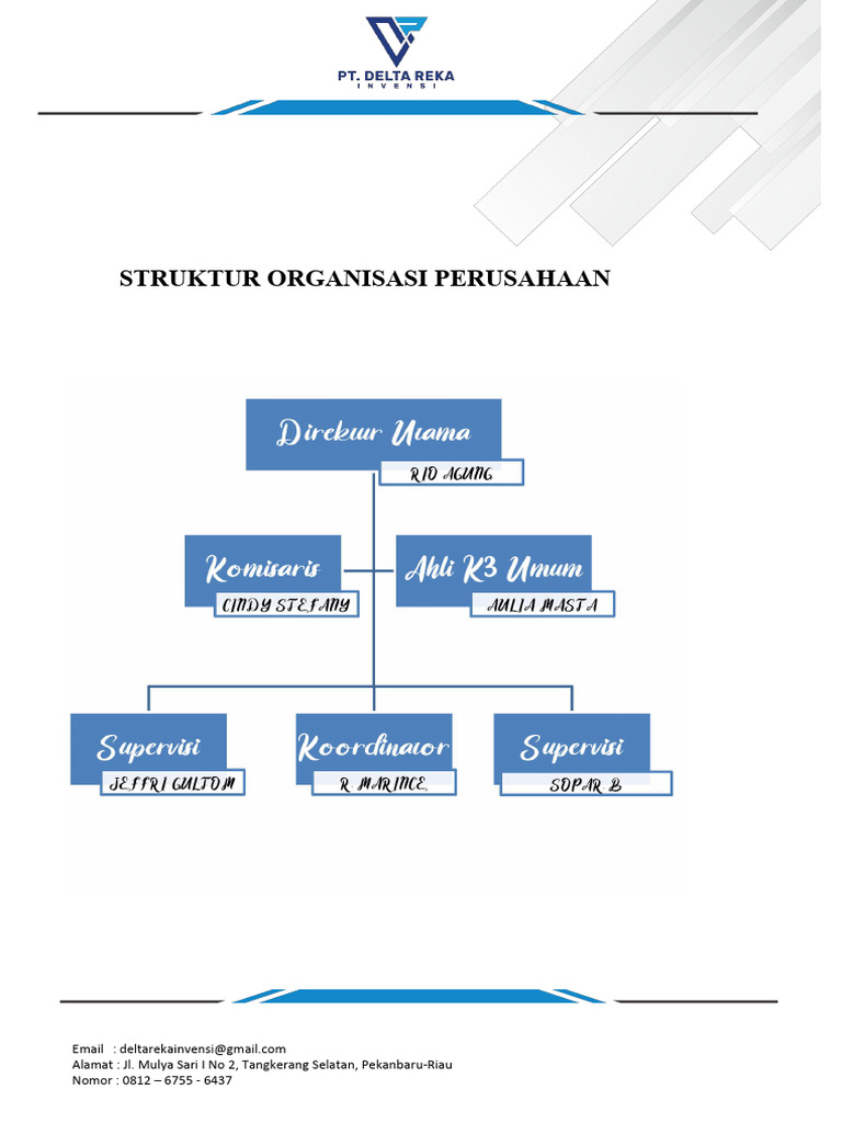 STRUKTUR ORGANISASI PT Delta Reka Invensi | PDF