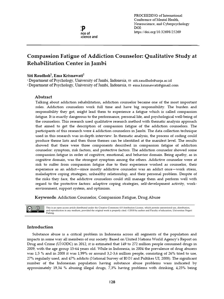 Compassion Fatigue of Addiction Counselor | PDF | Substance Abuse ...