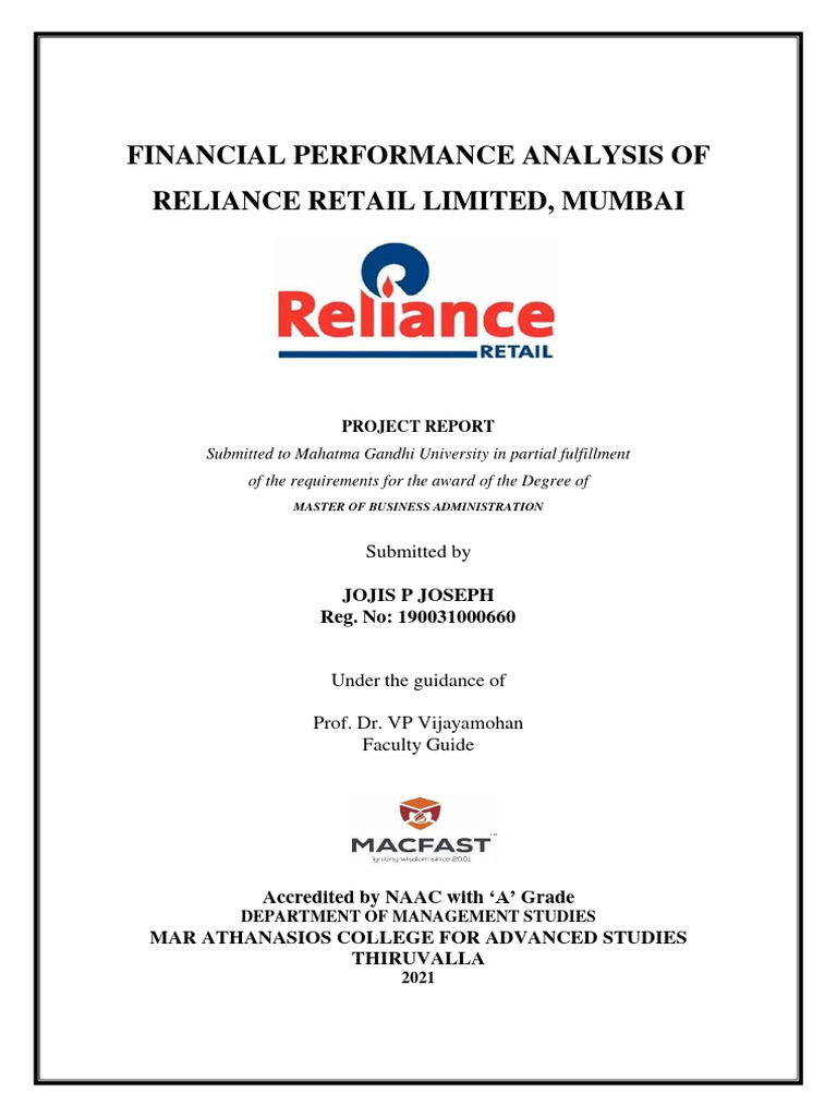 Reliance Trends Pdf Retail Economic Growth