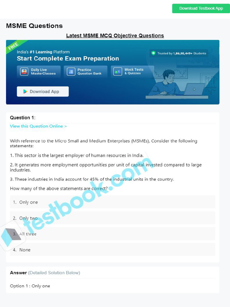 MCQ On Msme 5eea6a1239140f30f369ec47 | PDF