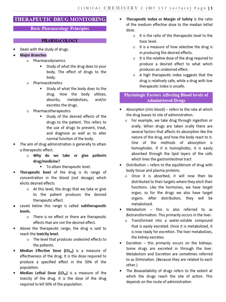 Principles of Therapeutic Drug Monitoring | PDF | Pharmacokinetics ...