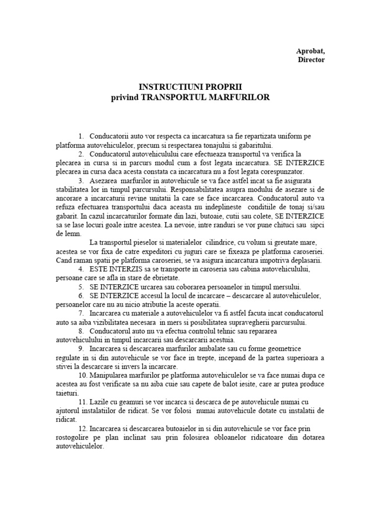 Instr - TRANSPORTUL MARFURILOR | PDF