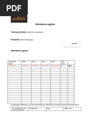 Attendance register