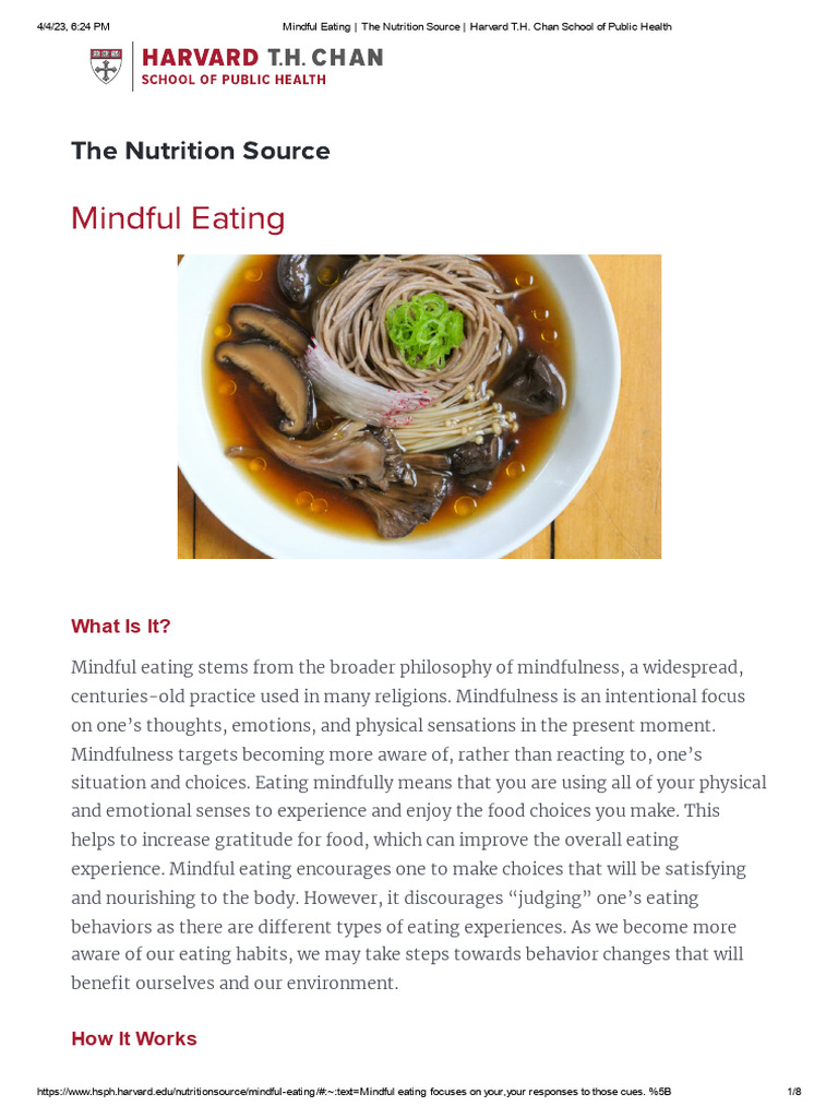 Mindful Eating Strategies from Harvard | PDF | Dieting | Mindfulness