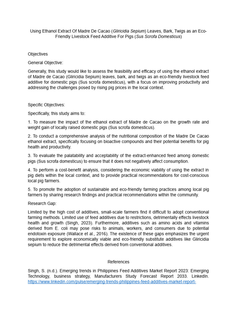 Using Ethanol Extract of Madre de Cacao (Gliricidia Sepium) Leaves ...