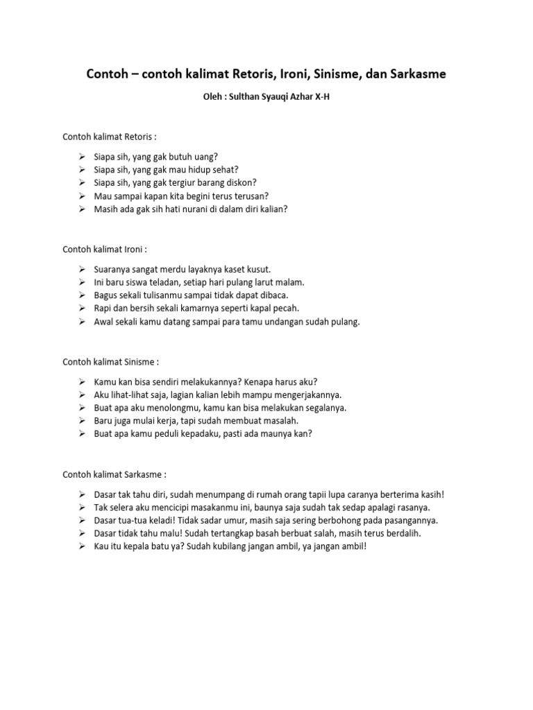 Contoh Kalimat Retoris dan Majas | PDF | Seni & Disiplin Bahasa ...