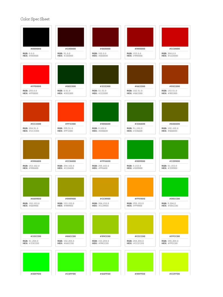 Web Safe Color Chart | PDF
