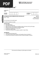 Cambridge IGCSE: 0417/11 Information and Communication Technology