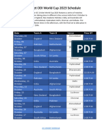 ICC Cricket ODI World Cup 2023 Schedule PDF