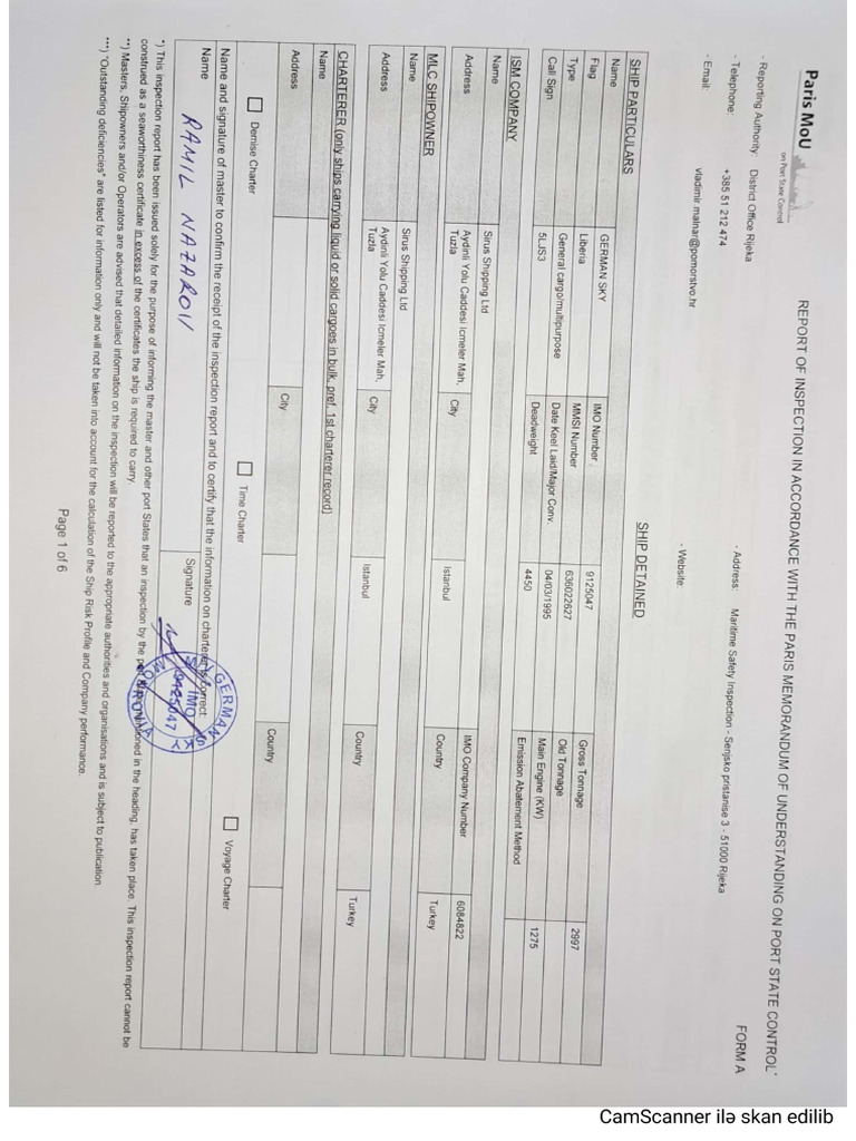 PSC Report Form A | PDF
